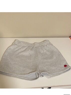 Hand Embroidered Light Gray Sweat Shorts - Ladybug design